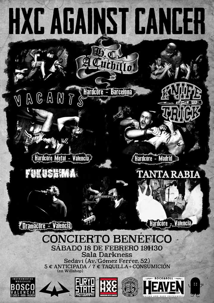 HXC AGAINST CANCER!! concierto benéfico 18 de Febrero. Valencia
